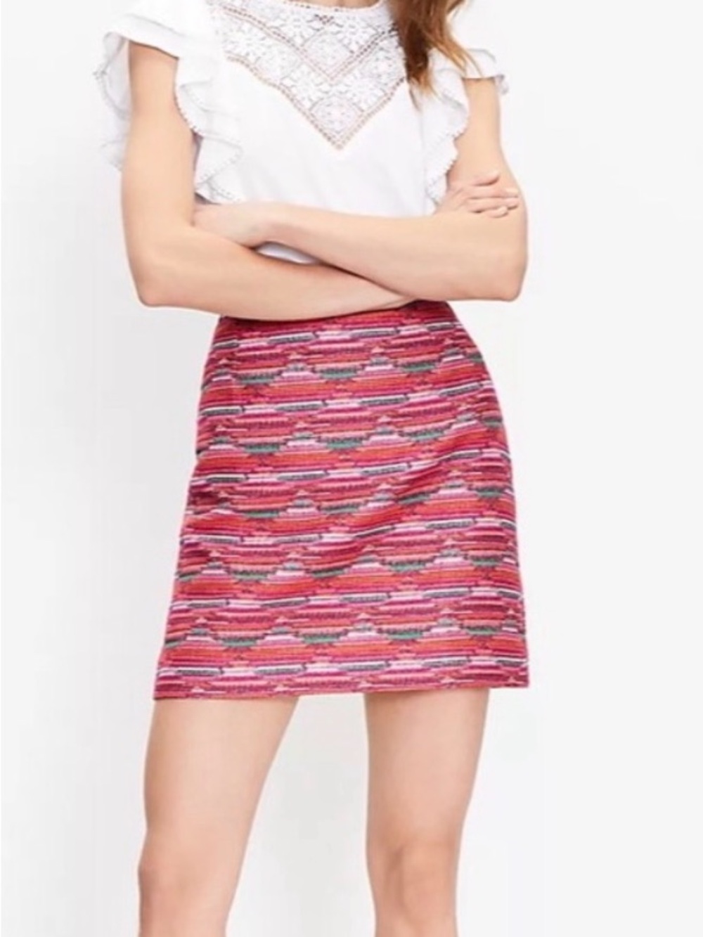 Loft NWT Ikat Jacquard Mini Skirt Peppermint Pink Size 0 ( fits more like a 2)